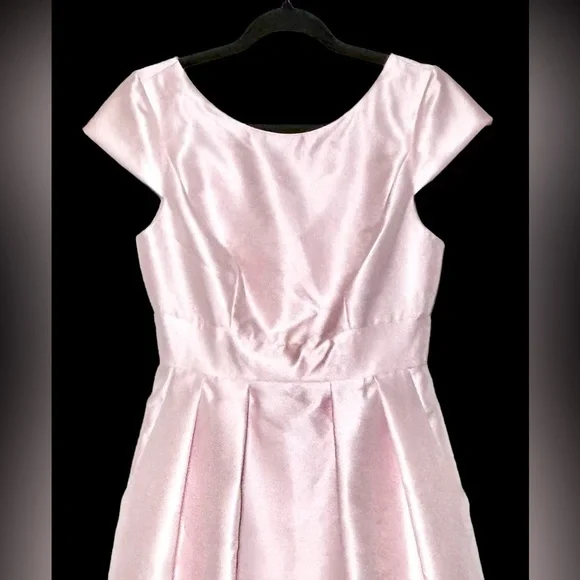 NWT Alfred Sung D767 Pink Cap Sleeve Pleated Skirt Dress with Pockets, Size 6R - Picture 6 of 15